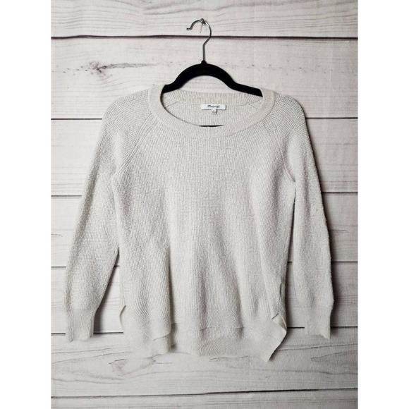 Madewell Sweaters - Madewell Womens Pullover Sweater Off White Waffle Knit Long Sleeve Jewel Neck S